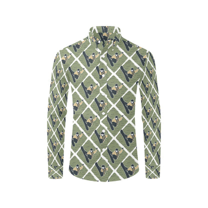 Snowboard Man Print Design LKS302 Men's Long Sleeve Dress Shirt