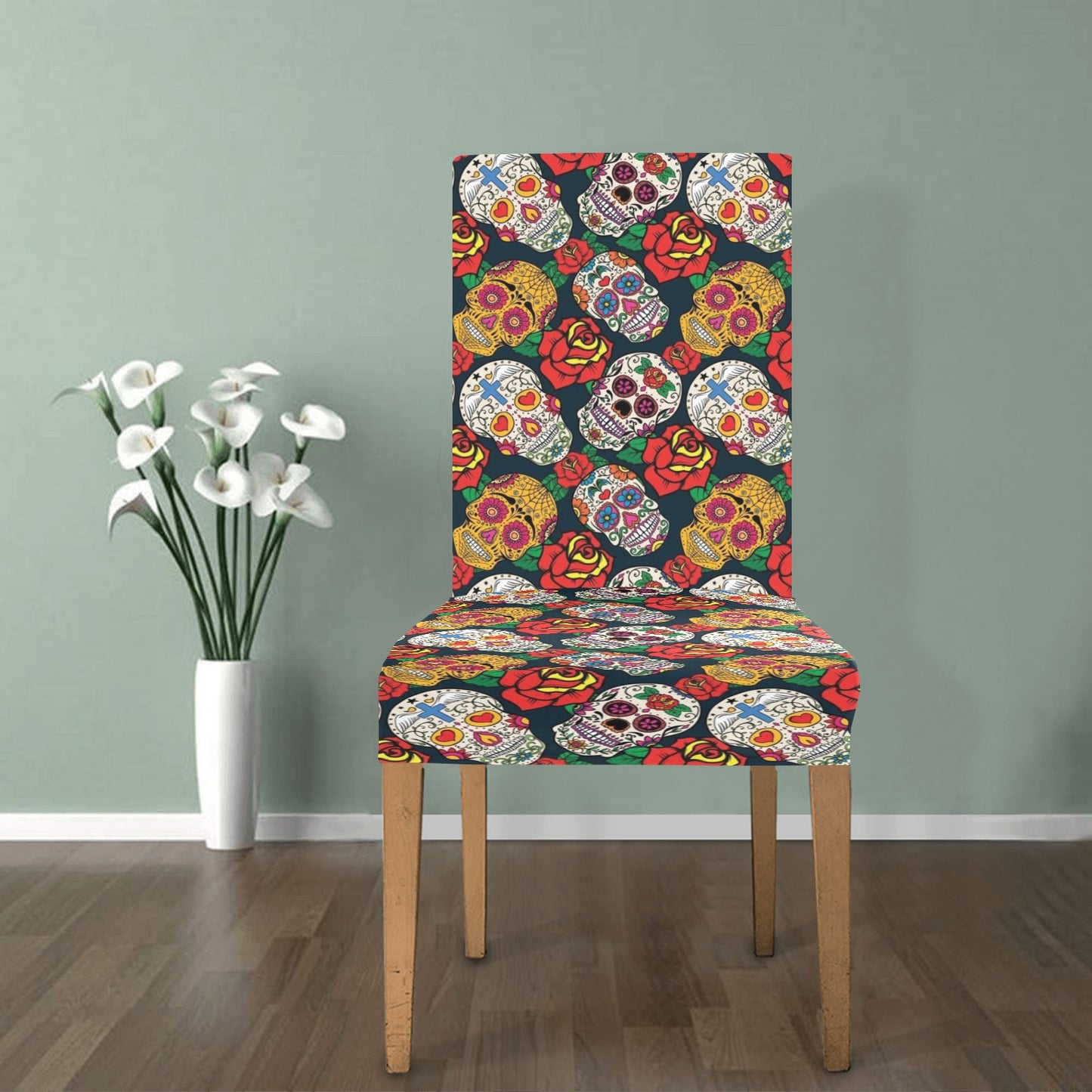 Sugar Skull Print Design LKS306 Dining Chair Slipcover