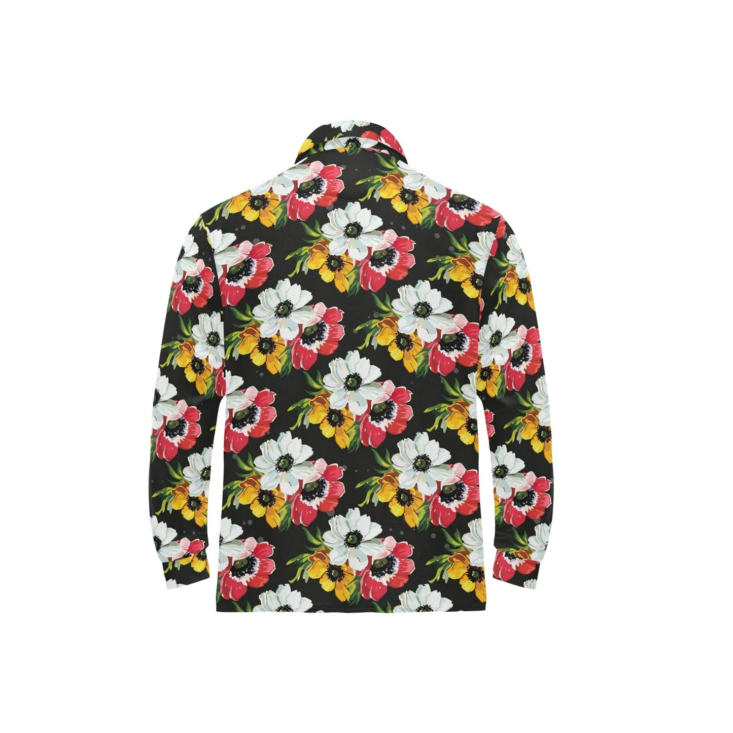 Anemone Pattern Print Design AM07 Long Sleeve Polo Shirt For Men's