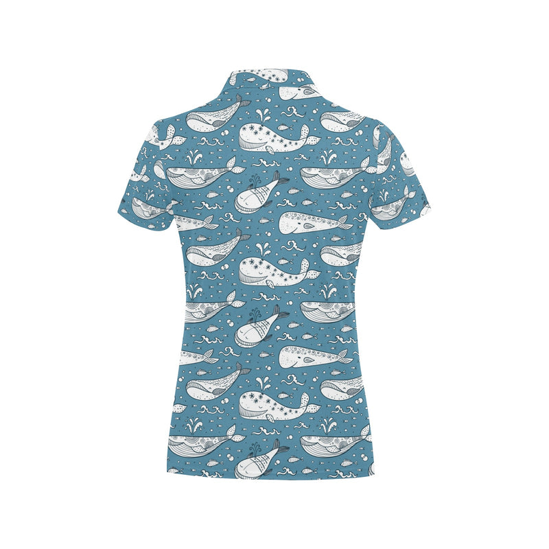 Humpback Whale Pattern Print Design 03 Women's Polo Shirt