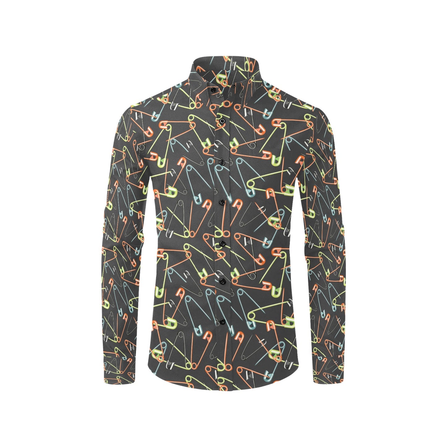 Safety Pin Print Design LKS301 Men's Long Sleeve Dress Shirt
