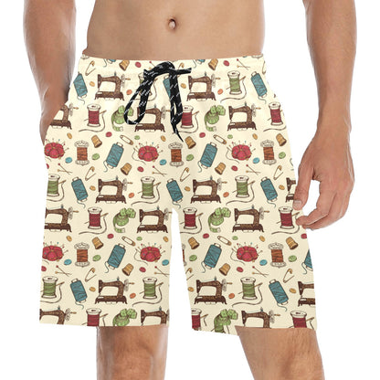 Sewing Equipment Print Design LKS303 Men's Swim Trunks Beach Shorts