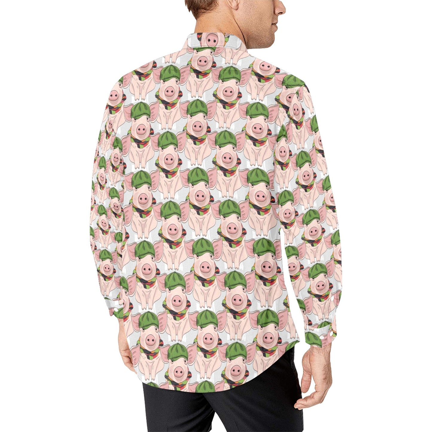 Pig Print Design LKS403 Men's Long Sleeve Dress Shirt