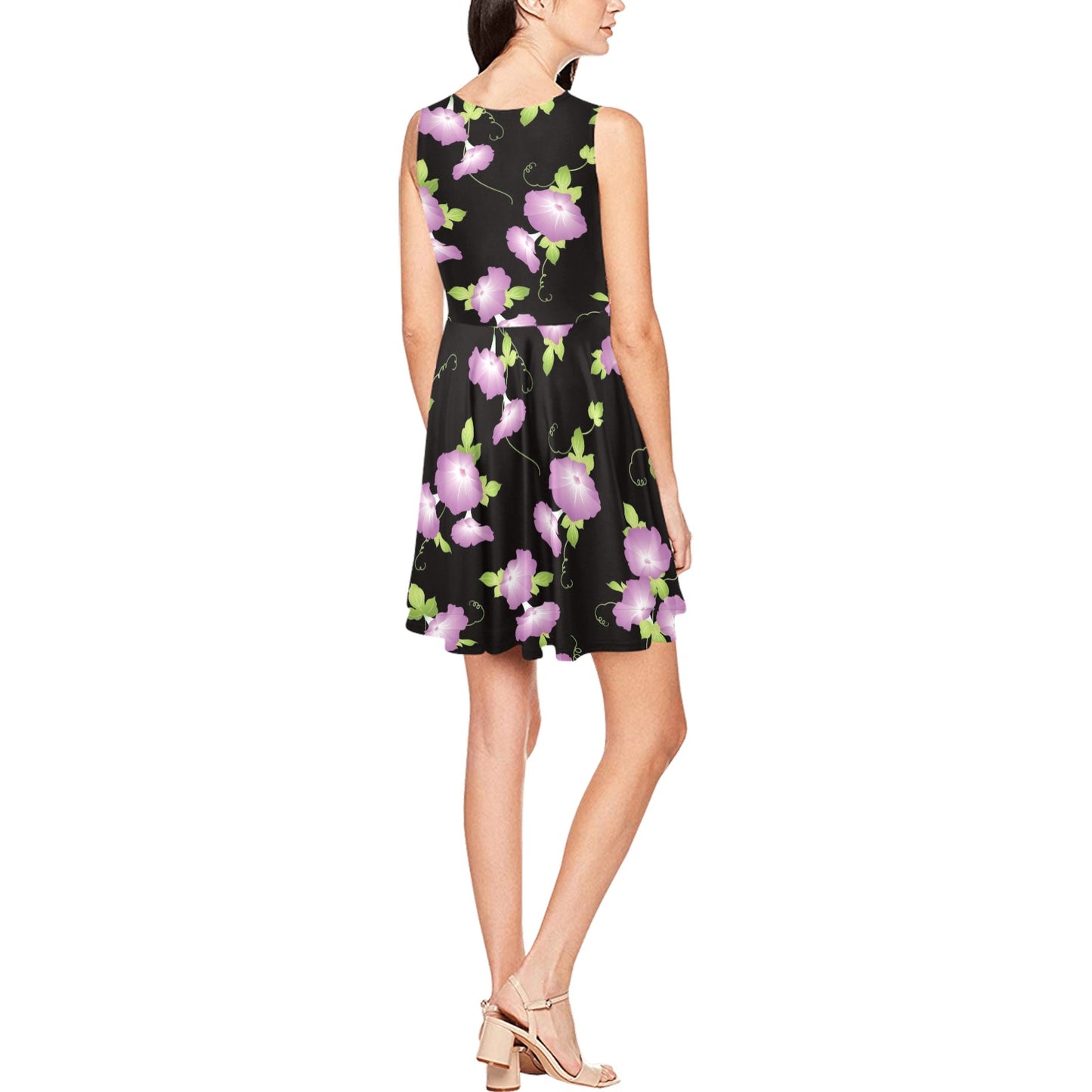 Morning Glory Pattern Print Design MG02 Sleeveless Dress