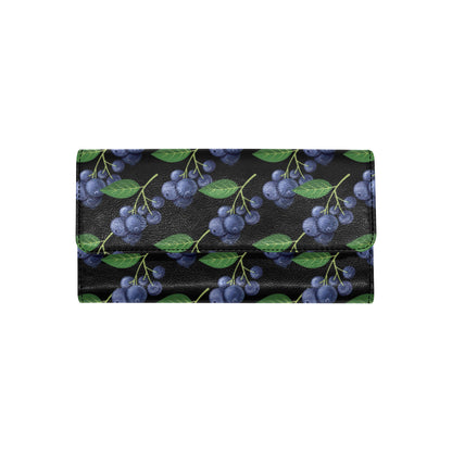 Blueberry Pattern Print Design BB01 Women's Trifold Wallet