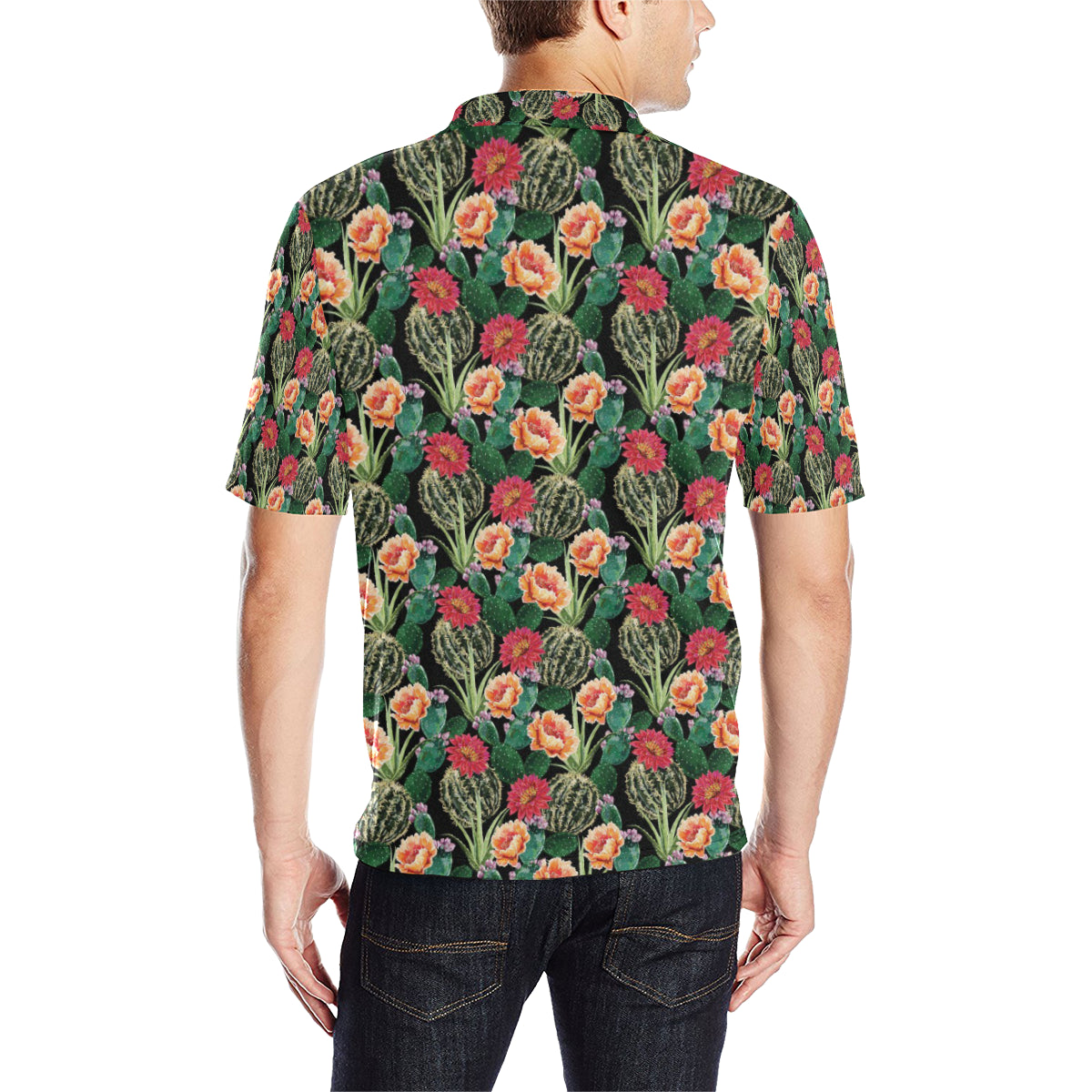 Cactus Pattern Print Design 06 Men Polo Shirt