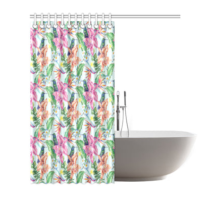 Hummingbird Tropical Pattern Print Design 05 Shower Curtain