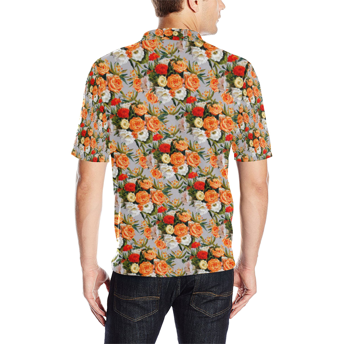 Lisianthus Pattern Print Design LT04 Men Polo Shirt