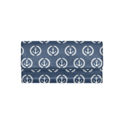 Anchor Pattern Print Design 04 Women's Trifold Wallet