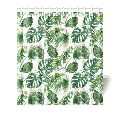 Green Pattern Tropical Palm Leaves Shower Curtain