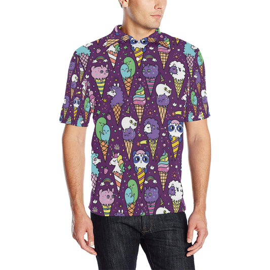 Ice Cream Pattern Print Design IC07 Men Polo Shirt