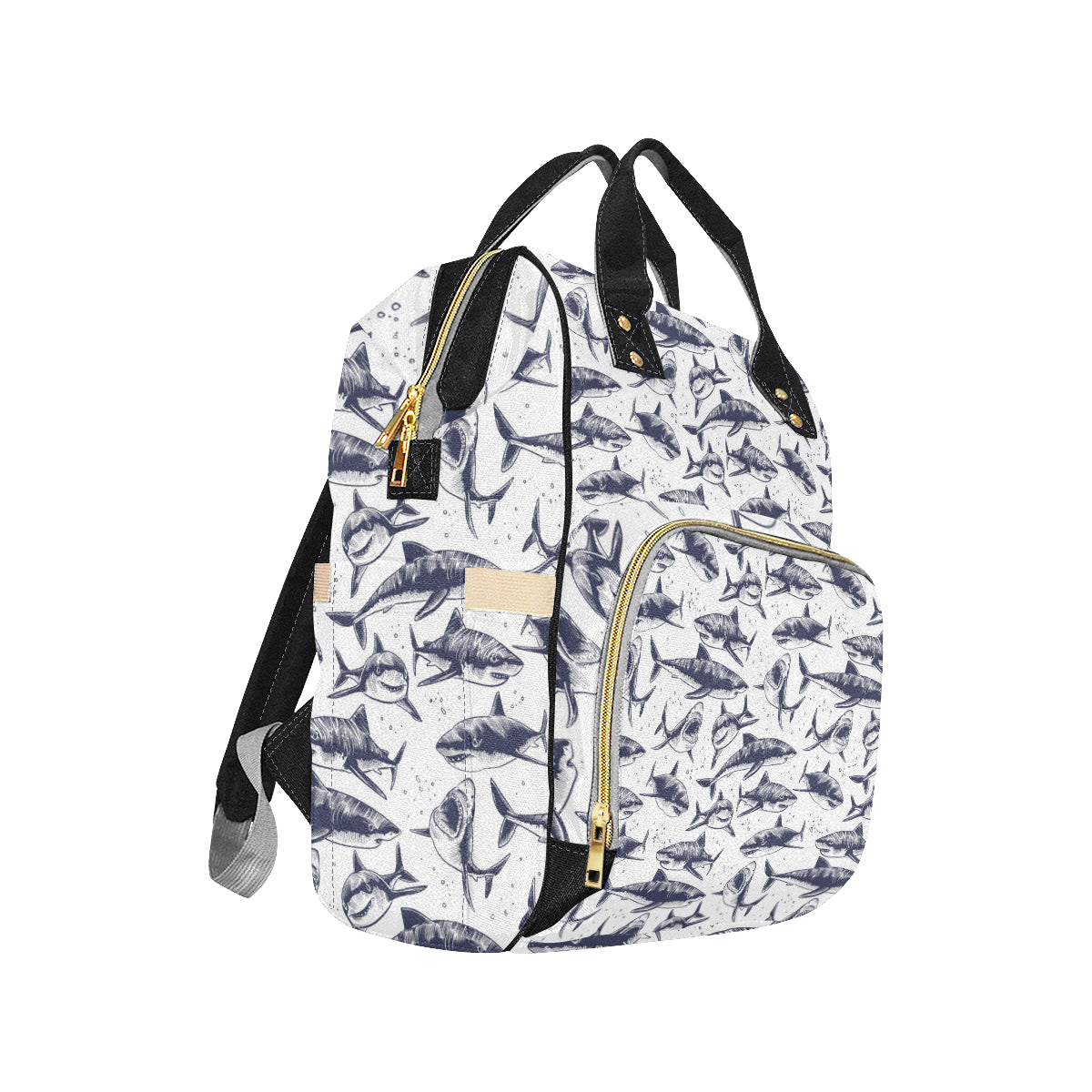 Great White Shark Pattern Print Design 02 Diaper Bag Backpack