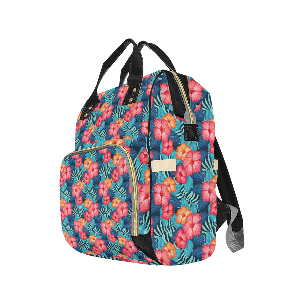 Red Hibiscus Pattern Print Design HB02 Diaper Bag Backpack