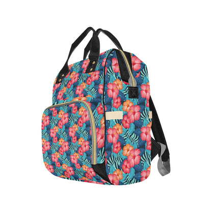 Red Hibiscus Pattern Print Design HB02 Diaper Bag Backpack