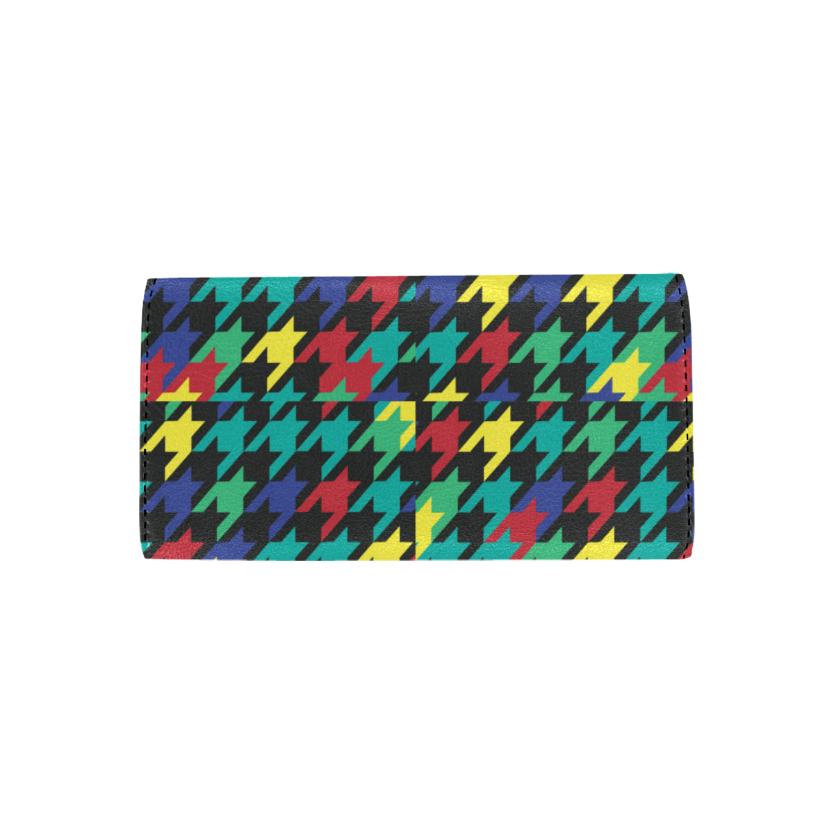 Houndstooth Colorful Pattern Print Design 02 Women's Trifold Wallet