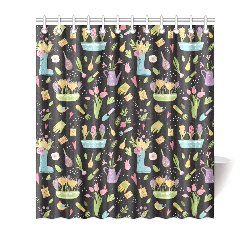 Gardening Pattern Print Design G03 Shower Curtain