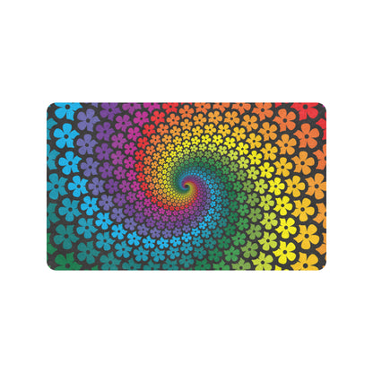 Flower Power Rainbow Spiral Print Rubber Doormat