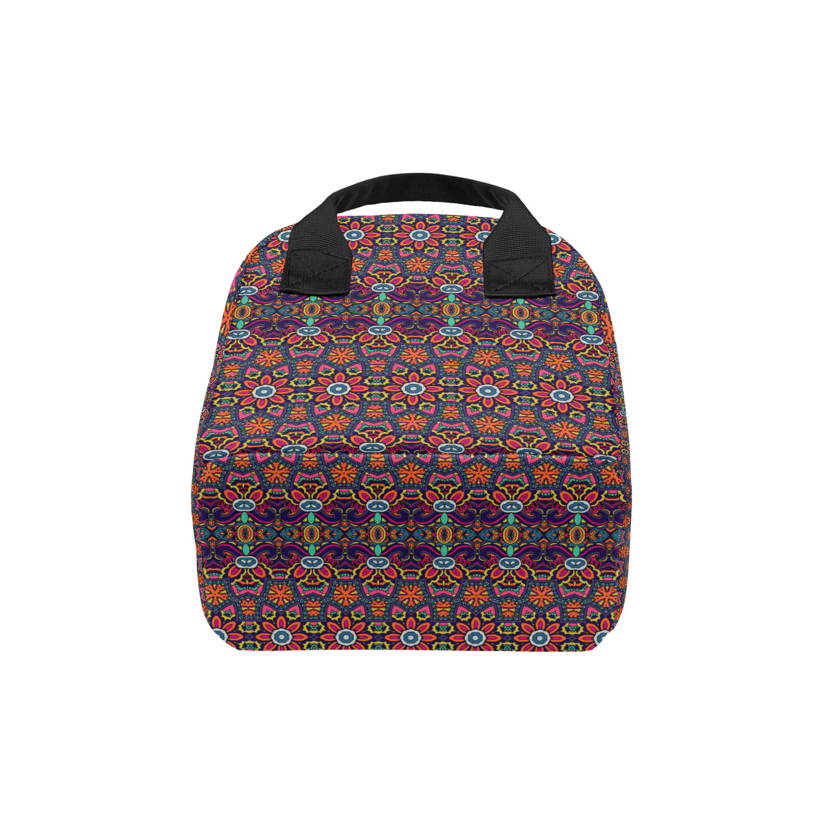Ethnic Flower Style Print Pattern Insulated Lunch Bag