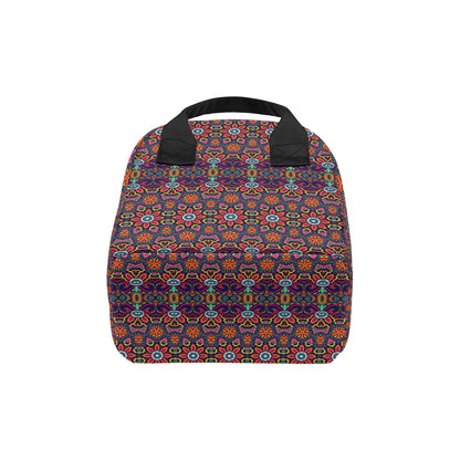 Ethnic Flower Style Print Pattern Insulated Lunch Bag