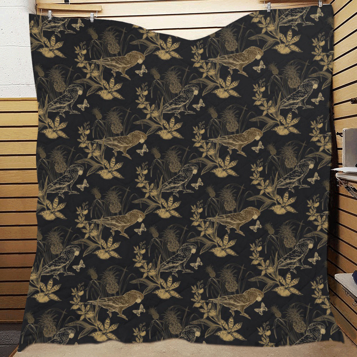 Parakeet Pattern Print Design A05 Premium Quilt
