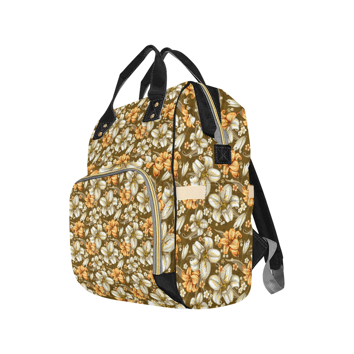 Lily Pattern Print Design 01 Diaper Bag Backpack