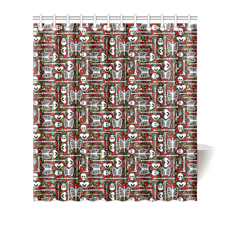 Skeleton Pattern Print Shower Curtain