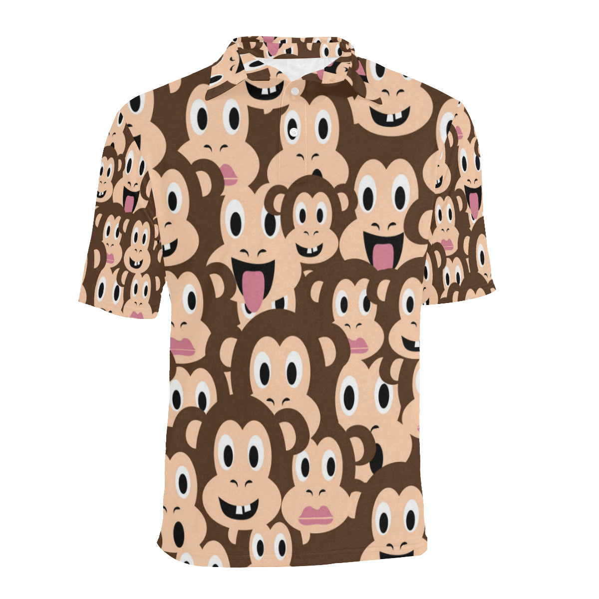 Emoji Monkey Print Pattern Men Polo Shirt