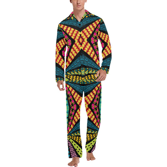 Kaleidoscope Pattern Print Design 05 Men's Long Pajama Set
