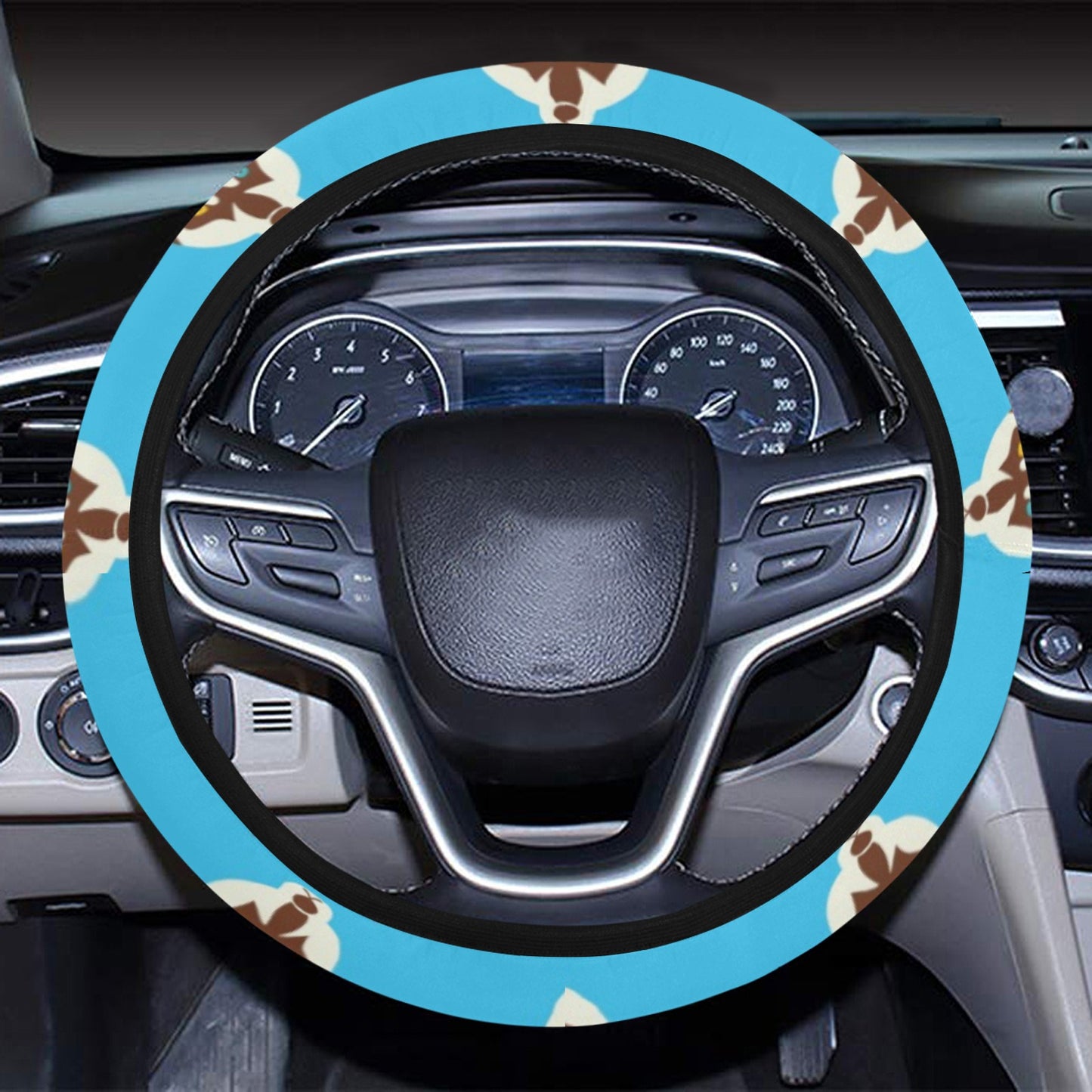 Siberian Huskies Print Design LKS306 Steering Wheel Cover with Elastic Edge
