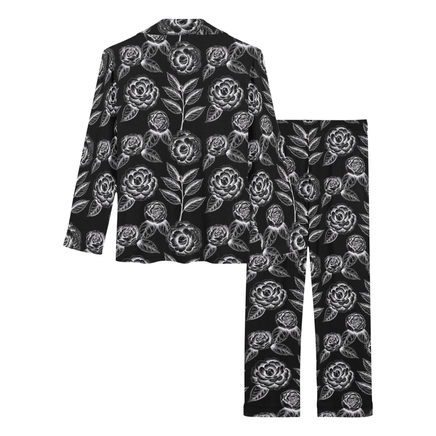 Camellia Pattern Print Design 02 Women's Long Pajama Set