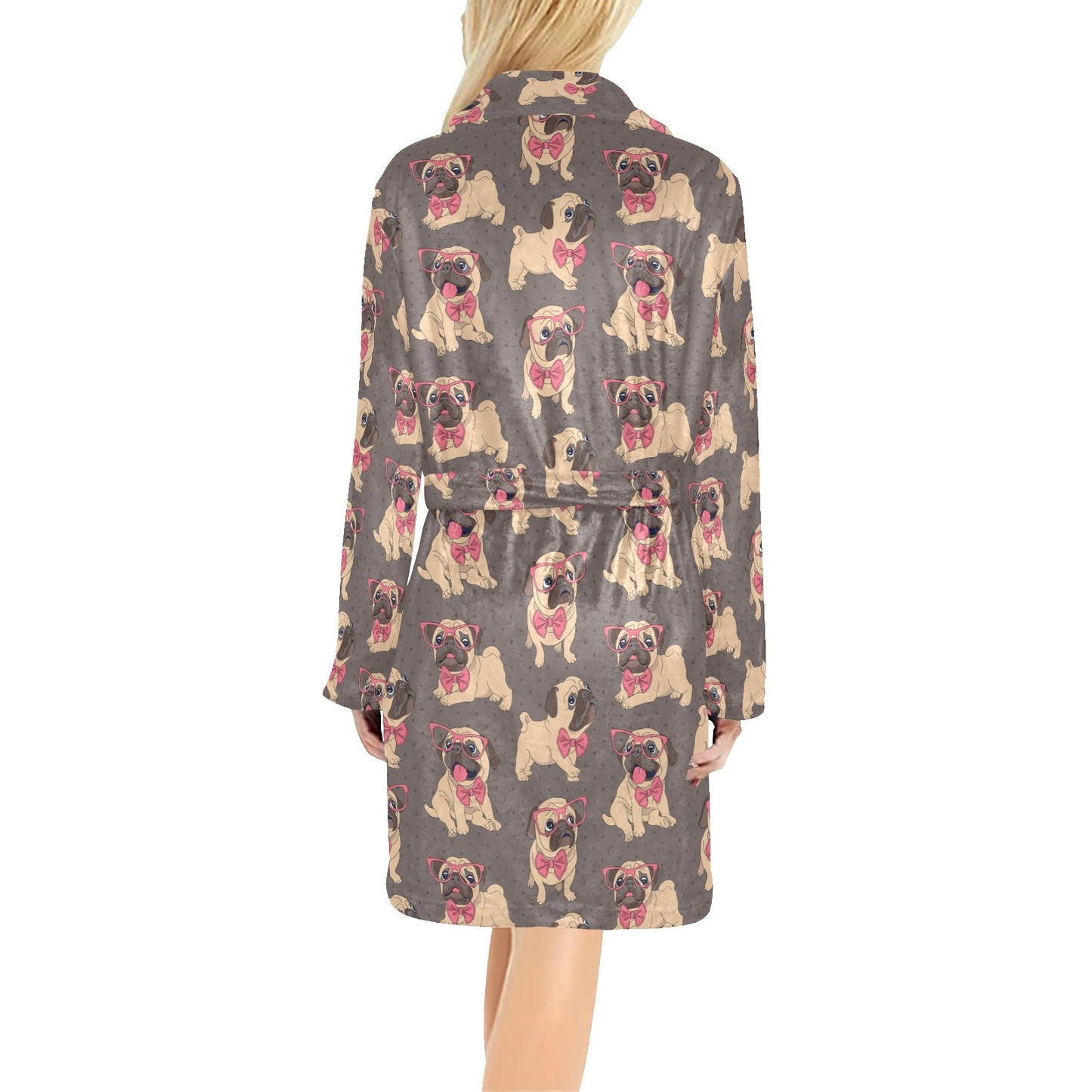 Pug Pattern Print Design A05 Women's Fleece Robe