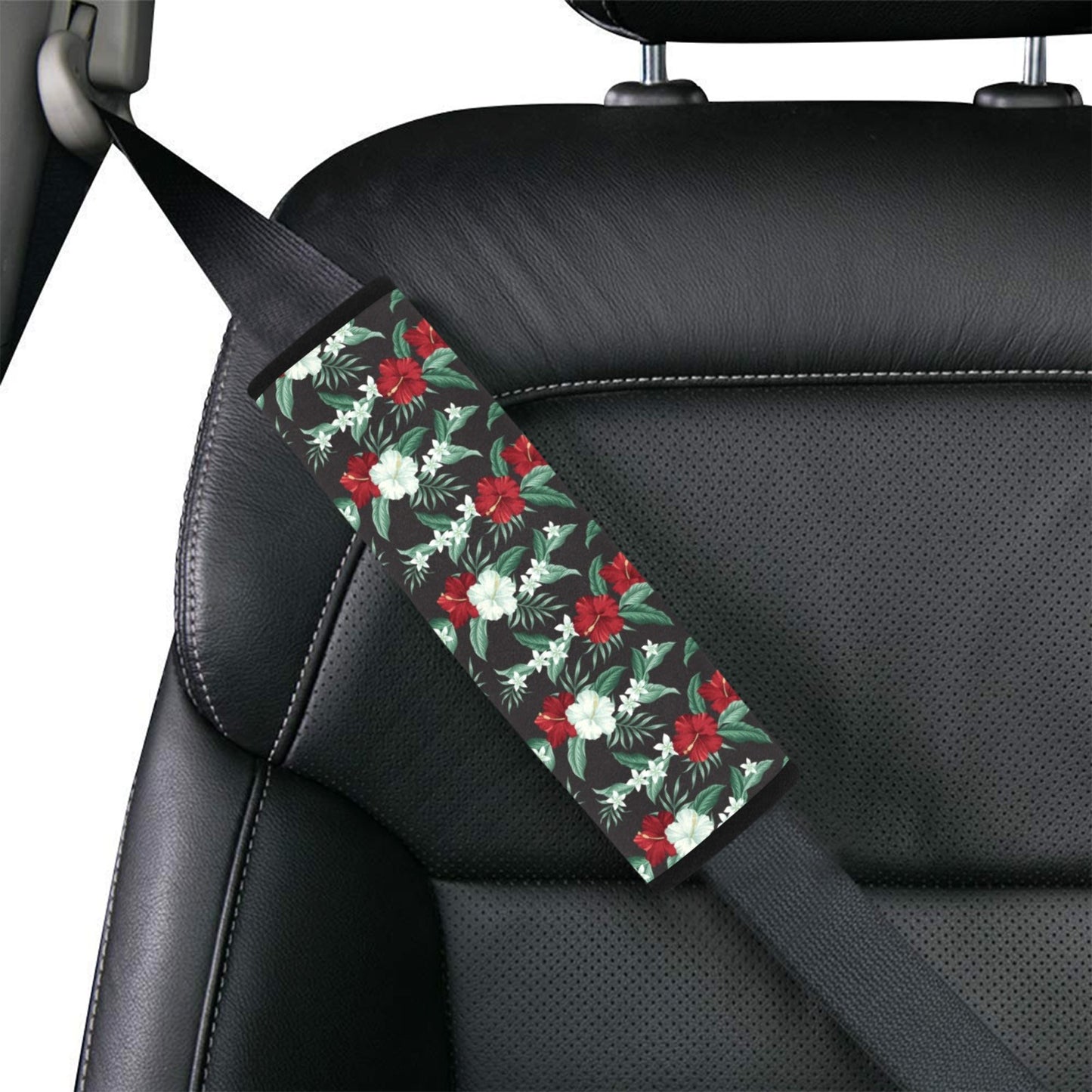Tropical Flower Print Design LKS303 Car Seat Belt Cover