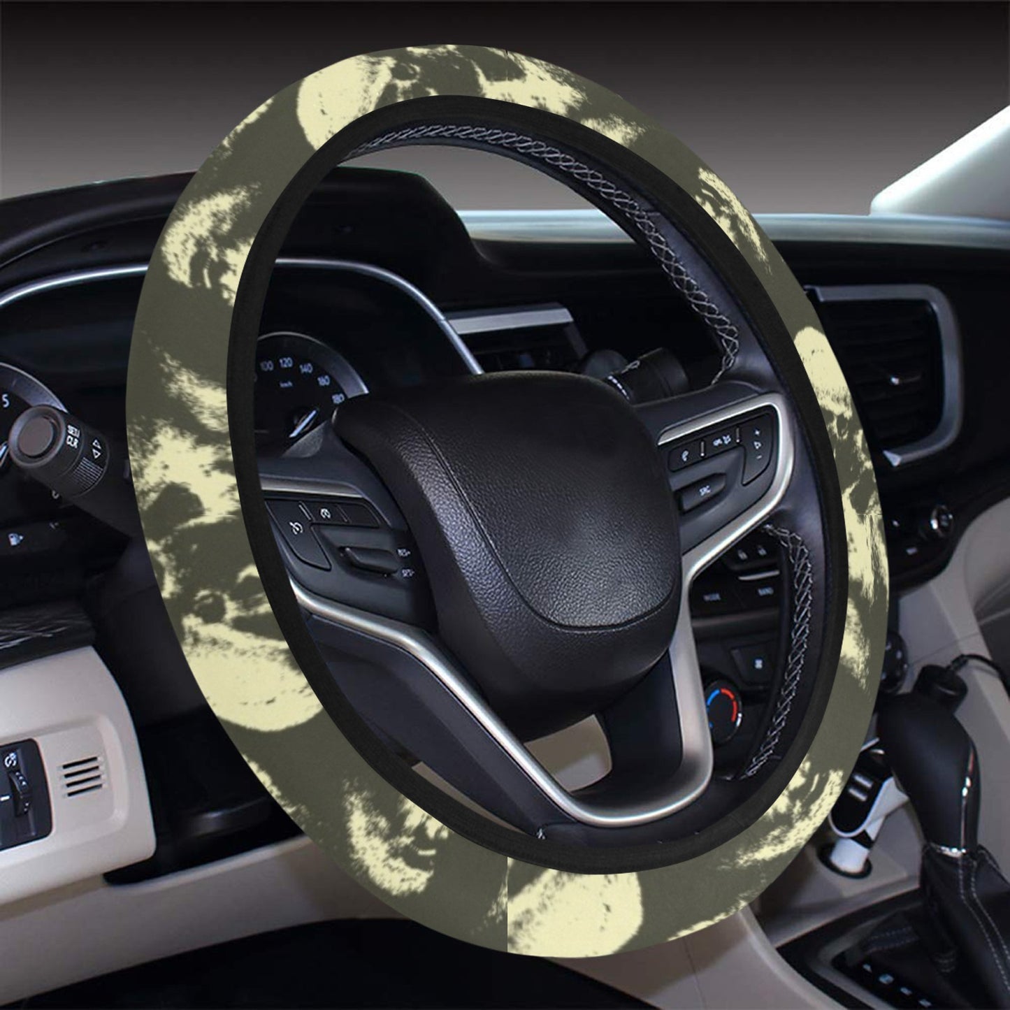 Skull Print Design LKS302 Steering Wheel Cover with Elastic Edge