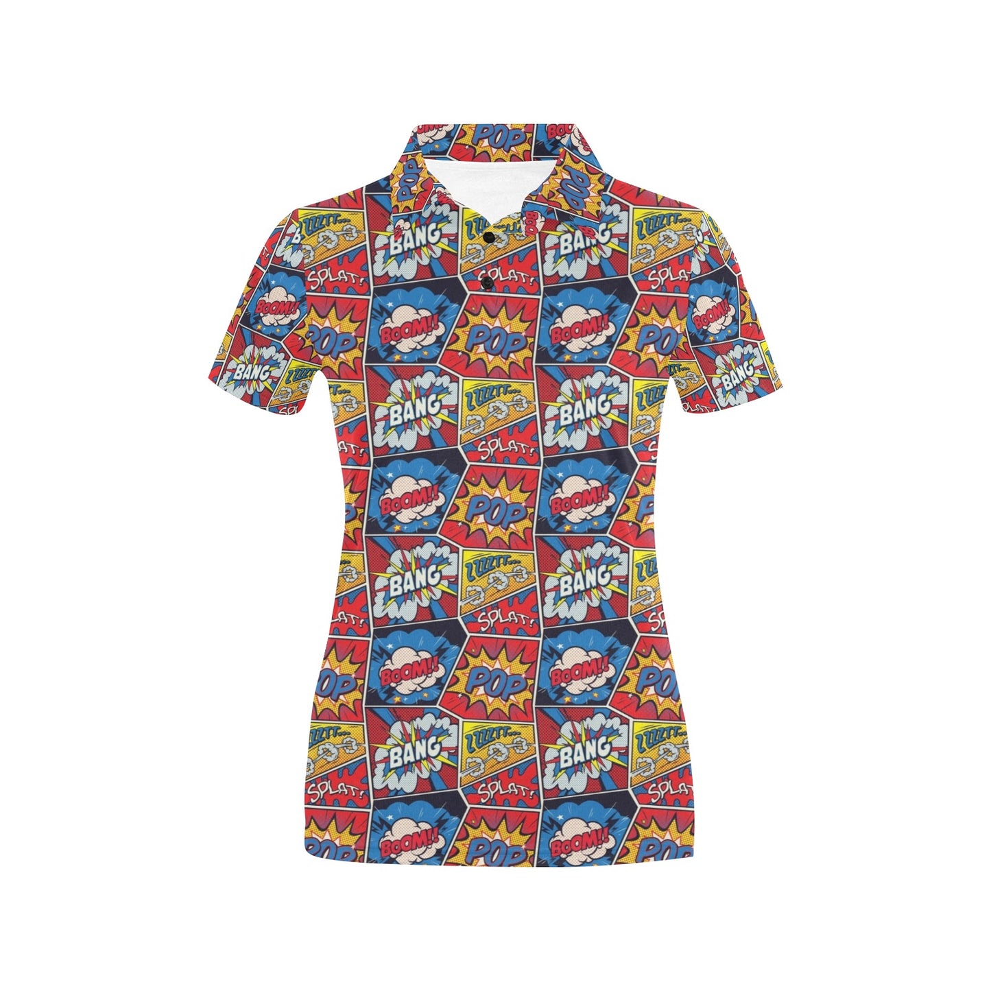 Comic Book Pattern Print Design 03 Women's Polo Shirt