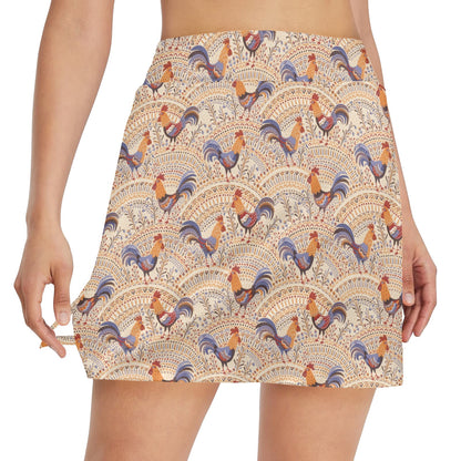Chicken Boho Style Pattern 17" Golf & Pickleball Skort with Pockets