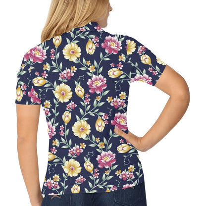 Gerberas Pattern Print Design GB03 Women's Polo Shirt