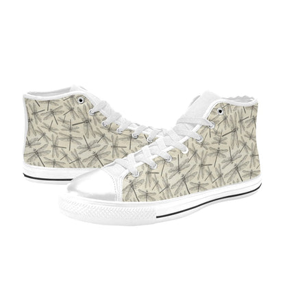 Dragonfly Print Design LKS402 Men's High Top Canvas Shoes