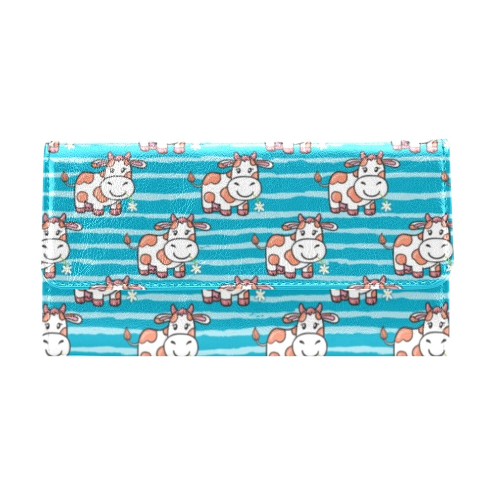 Cow Cute Print Pattern Women's Trifold Wallet