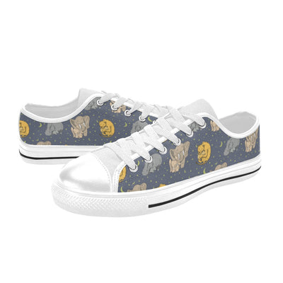 Safari Elephant Lion Print Design LKS303 Women's White Low Top Shoes