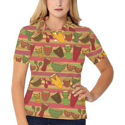 Percussion Neon Pattern Print Design 04 Women's Polo Shirt