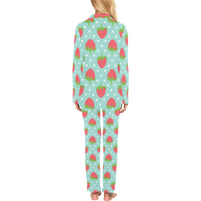 Strawberry Pattern Print Design SB06 Women's Long Pajama Set