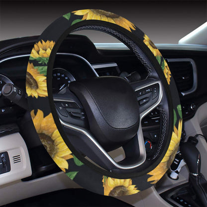 Sunflower Print Design LKS306 Steering Wheel Cover with Elastic Edge