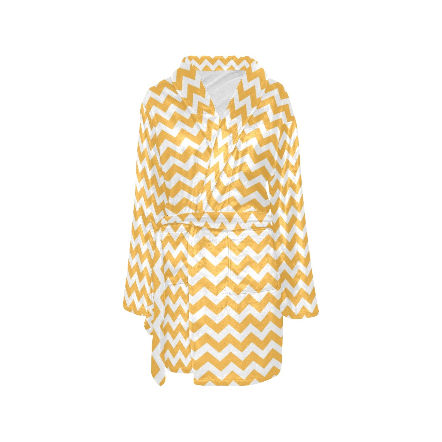 Chevron Orange Pattern Print Design 01 Women's Fleece Robe