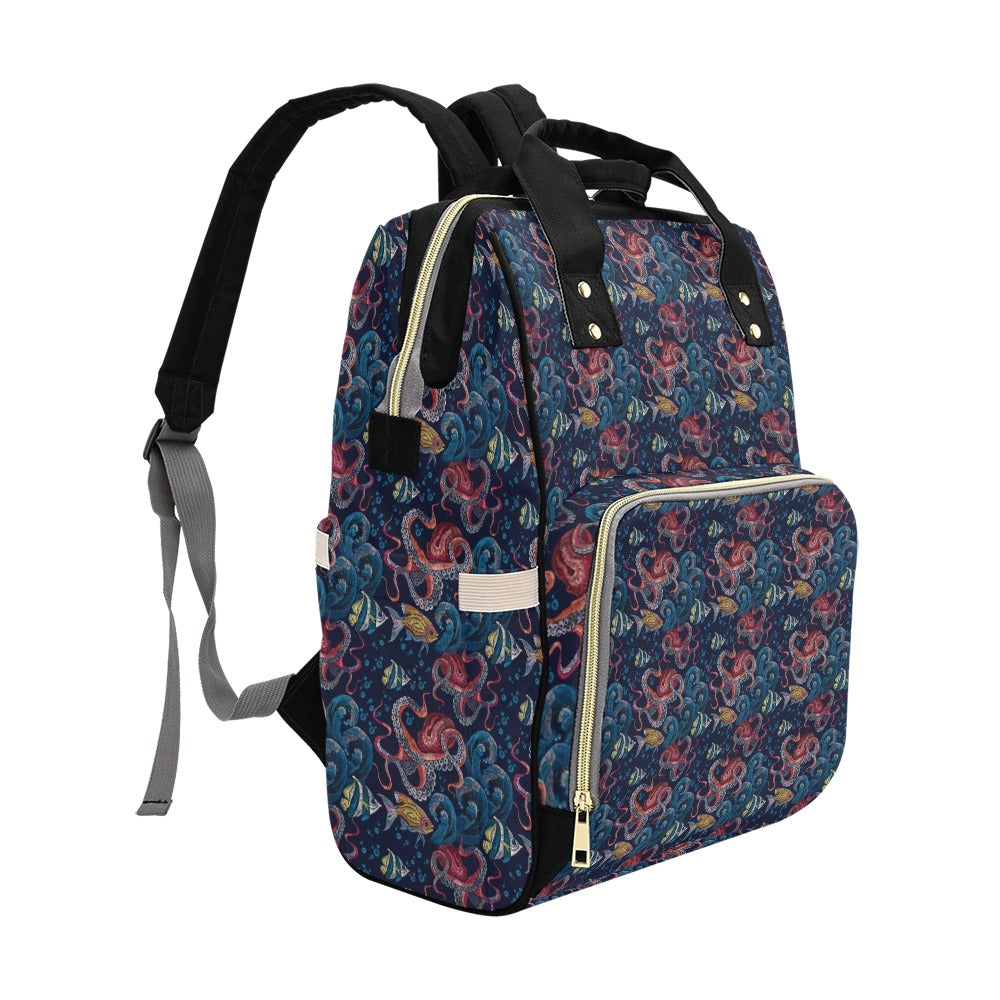 Underwater Giant Squid Print Design LKS302 Diaper Bag Backpack