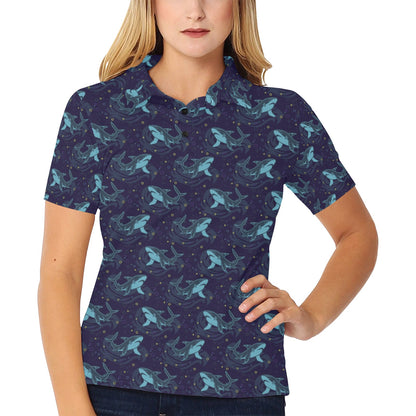 Shark Print Design LKS306 Women's Polo Shirt