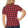 Houndstooth Red Pattern Print Design 03 Women's Polo Shirt