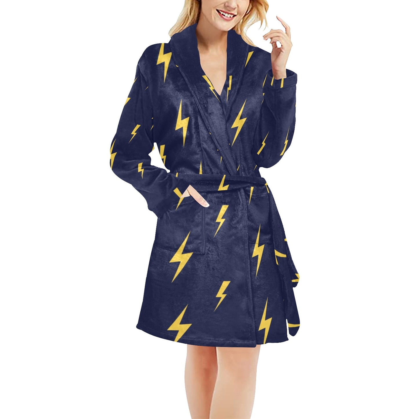 Lightning Thunder Pattern Print Design 03 Women's Fleece Robe