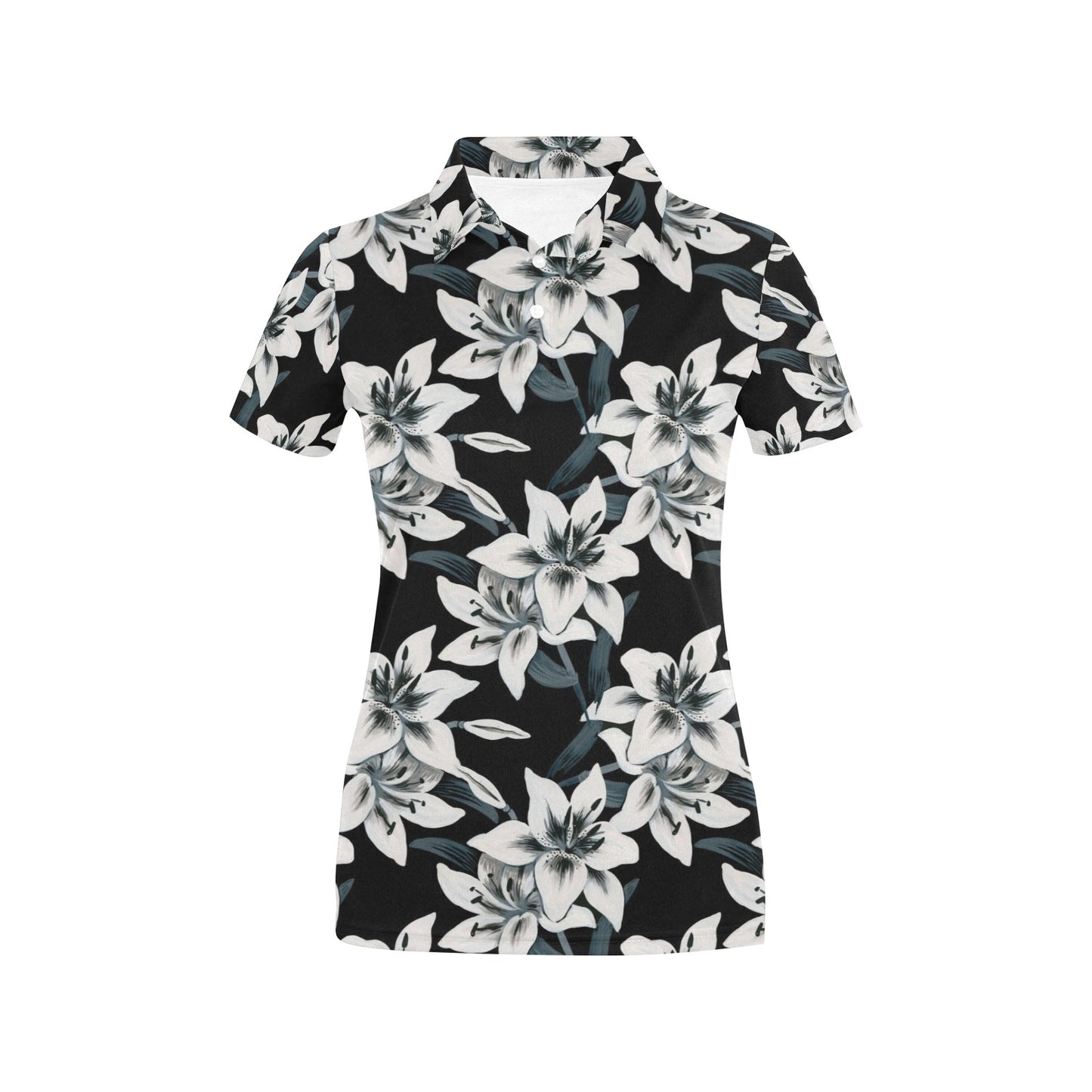 Lily Pattern Print Design 03 Women's Polo Shirt