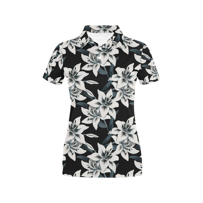 Lily Pattern Print Design 03 Women's Polo Shirt