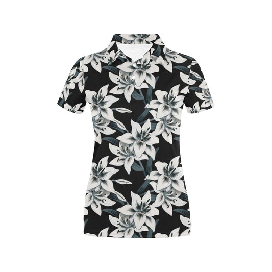Lily Pattern Print Design 03 Women's Polo Shirt
